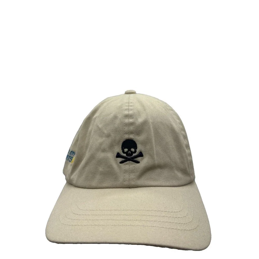 G/FORE Golf Hat Tan Beige Skull & Cross Tees Adjustable Snapback Cap Luxury